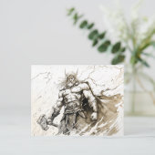 Viking Deity Sketch Pen Drawing of Norse God Thor Briefkaart (Staand voorkant)