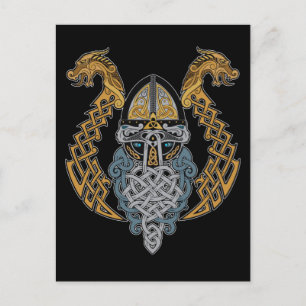 Viking Dragon Valknut Helmet Valhalla God Odin Briefkaart