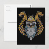 Viking Dragon Valknut Helmet Valhalla God Odin Briefkaart (Voorkant / Achterkant)