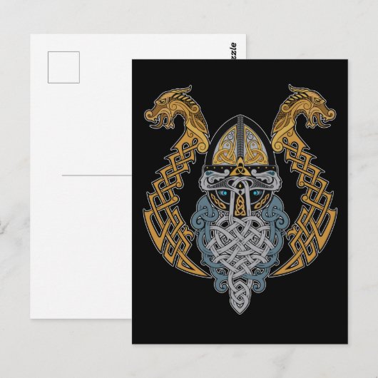 Viking Dragon Valknut Helmet Valhalla God Odin Briefkaart (Voorkant / Achterkant)
