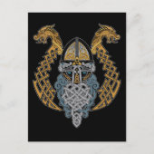 Viking Dragon Valknut Helmet Valhalla God Odin Briefkaart (Voorkant)