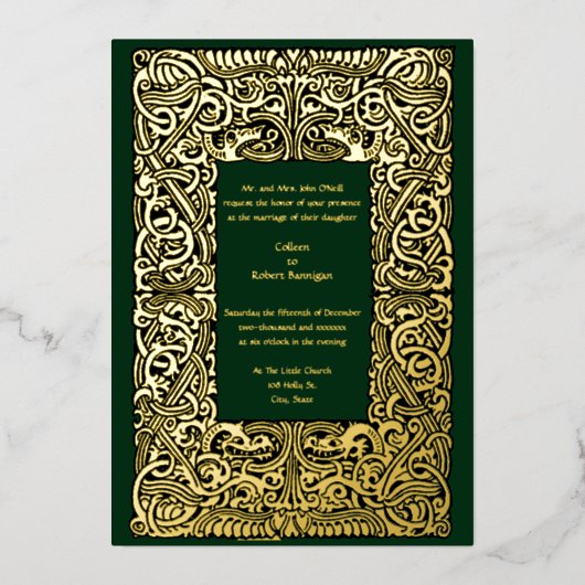  Viking Dragon weet over grenshuwelijk Folie Uitnodiging (Voorkant)