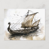 Viking Drawing of a Norse Viking ship Briefkaart (Voorkant)