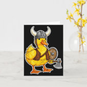 Viking Duck Funny Warrior Design  Kaart (Gele Bloem)
