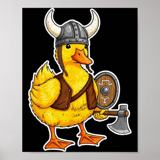 Viking Duck Funny Warrior Design  Poster (Voorkant)