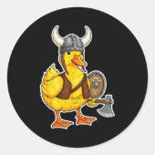 Viking Duck Funny Warrior Design  Ronde Sticker (Voorkant)