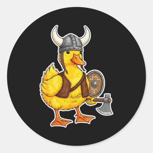 Viking Duck Funny Warrior Design  Ronde Sticker (Voorkant)