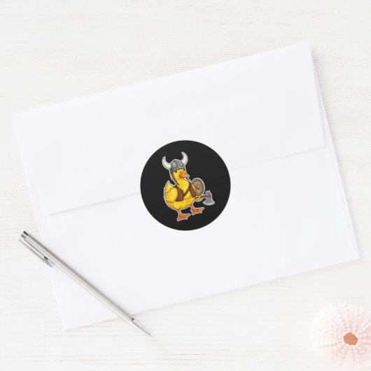 Viking Duck Funny Warrior Design  Ronde Sticker (Envelop)