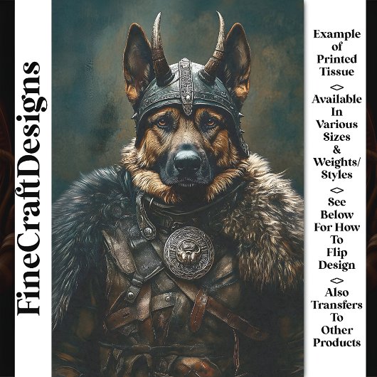 Viking Duitse Herder Hond Krijger BS2 Découpage Tissuepapier