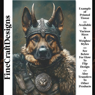 Viking Duitse Herder Hond Warrior BS3 Decoupage Tissuepapier
