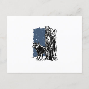 Viking en wolven briefkaart