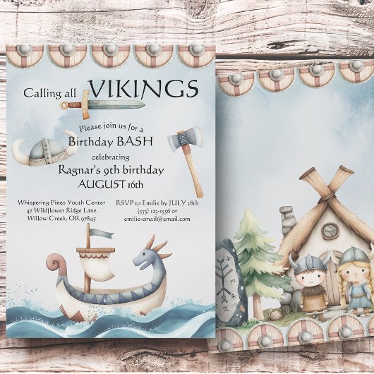 Viking Feestje Kinderverjaardag Kaart