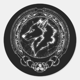 Viking Fenris Wolf en Valknut Classic Ronde Stok Sticker