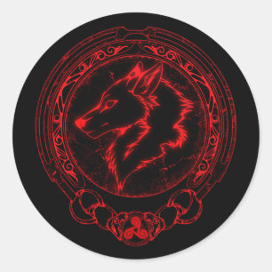 Viking Fenris Wolf en Valknut Classic Round Stick Ronde Sticker