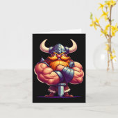 Viking Flexing Muscles Fan Lover Bodybuilding Gym Kaart (Gele Bloem)