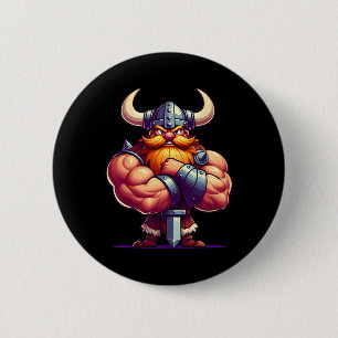 Viking Flexing Muscles Fan Lover Bodybuilding Gym Ronde Button 5,7 Cm