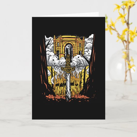 Viking Funeral Kaart (Gele Bloem)