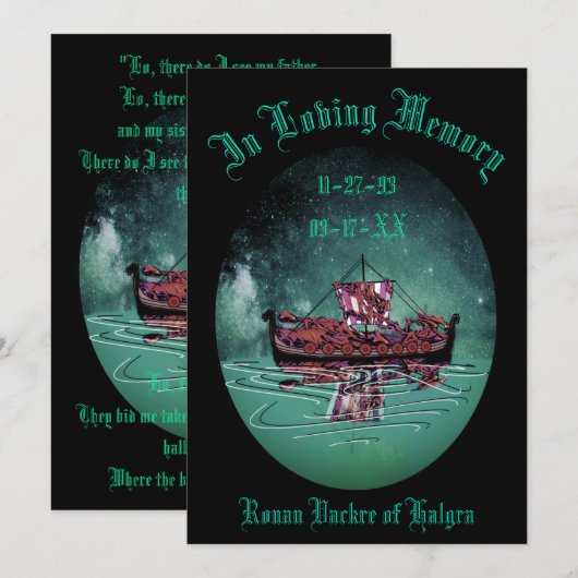 Viking Funeral Memorial Bedankkaart (Voorkant / Achterkant)