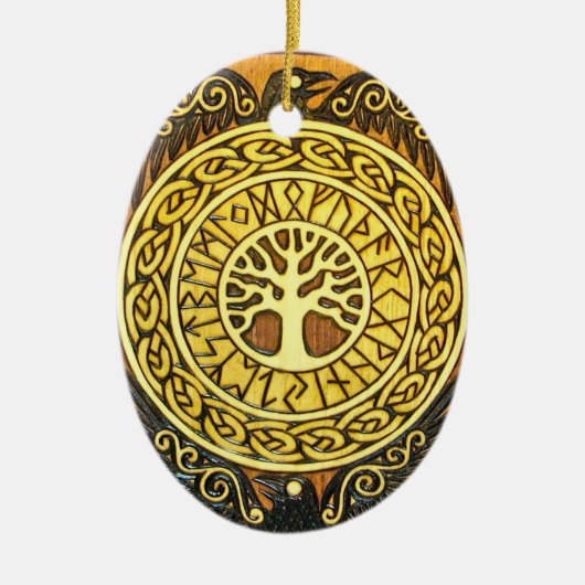 Viking gaat met boom en Eagles Ornament (Voorkant)