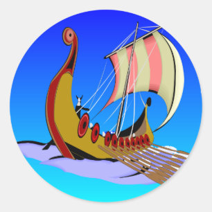 Viking Galley Ship #002 Ronde Sticker