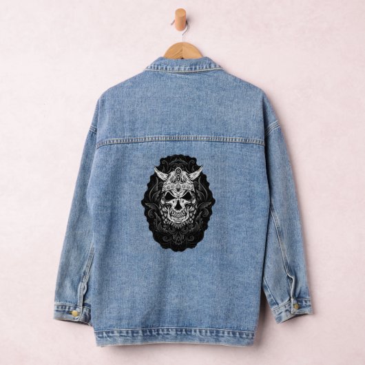 Viking gegraveerde schedel kunst denim jacket (Hangar)