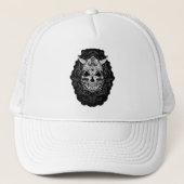 Viking gegraveerde schedel kunst trucker pet (Voorkant)