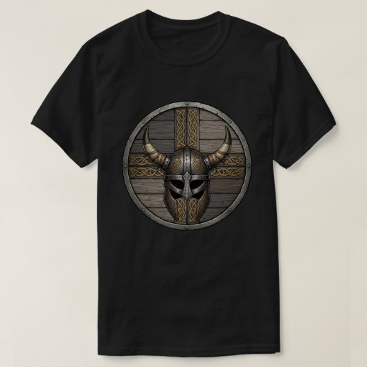 Viking Gehoornde Helm Schild  T-shirt (Design voorkant)