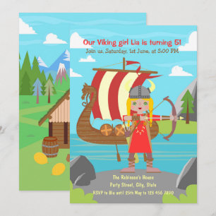 Viking Girl die zich voor de Viking-partij inzet Kaart