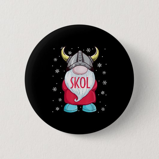 Viking Gnome Skol Christmas Norse Pajama Viking Me Ronde Button 5,7 Cm (Voorkant)