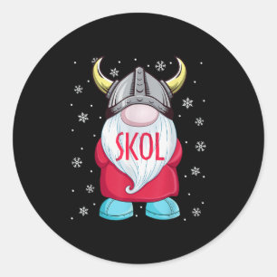 Viking Gnome Skol Christmas Norse Pajama Viking Me Ronde Sticker