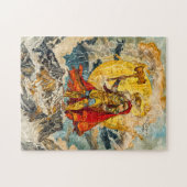 Viking God Thor op Berg Aquarel als Oud Legpuzzel (Horizontaal)