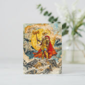 Viking God Thor op de Waterverf als Ancien Feestdagenkaart (Staand voorkant)