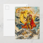 Viking God Thor op de Waterverf als Ancien Feestdagenkaart (Voorkant / Achterkant)