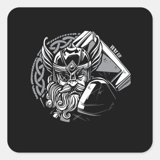 VIKING HAMMER VIERKANTE STICKER (Voorkant)