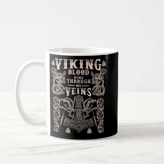 Viking Hammer Viking Blood Runs Through My Veins Koffiemok (Links)