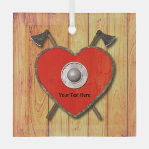 Viking Heart Shield Glas Ornament