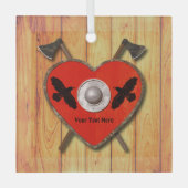Viking Heart Shield - Raven Glas Ornament (Voorkant)