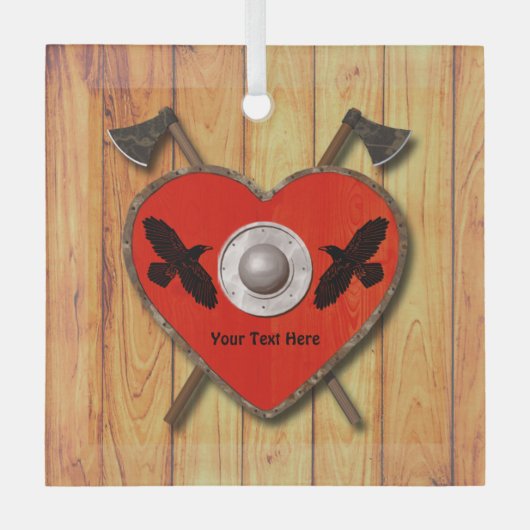 Viking Heart Shield - Raven Glas Ornament (Voorkant)