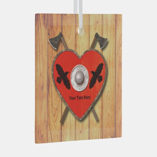 Viking Heart Shield - Raven Glas Ornament (Voorkant Rechts)