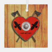 Viking Heart Shield - Raven Glas Ornament (Achterkant)