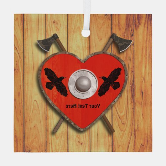 Viking Heart Shield - Raven Glas Ornament (Achterkant)