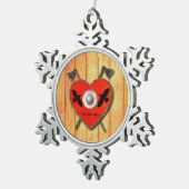 Viking Heart Shield - Raven Tin Sneeuwvlok Ornament (Rechts)