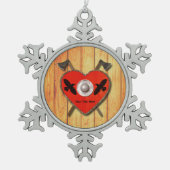 Viking Heart Shield - Raven Tin Sneeuwvlok Ornament (Voorkant)