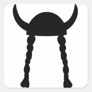Viking Helmet en Braids Vierkante Sticker