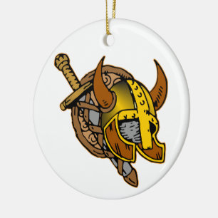 Viking Helmet, Sword & Shield Tattoo Keramisch Ornament