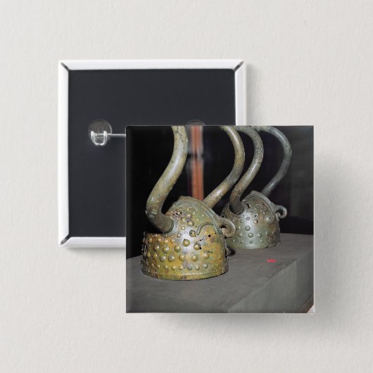 Viking helmet vierkante button 5,1 cm (Voorkant /achterkant)