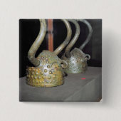 Viking helmet vierkante button 5,1 cm (Voorkant)