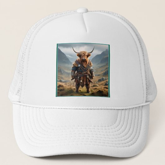 Viking Highland Cow, Trucker Pet (Voorkant)
