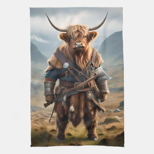 Viking Highland Koe, Theedoek (Verticaal)