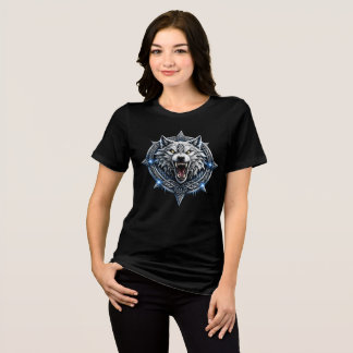 Viking Ice Wolf Norse Mythology Nordic Womens  Tri-Blend Shirt
